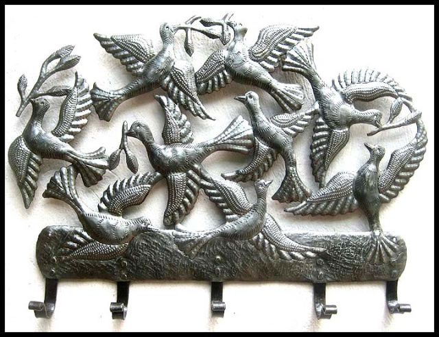 Metal Wall Art, Wall Hook, Metal Wall Decor, Birds, Metal Art, Haitian Metal Art